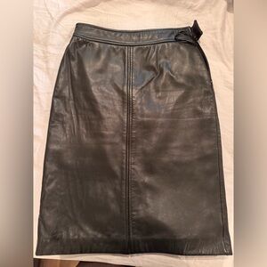 DKNY Black Leather Pencil Skirt